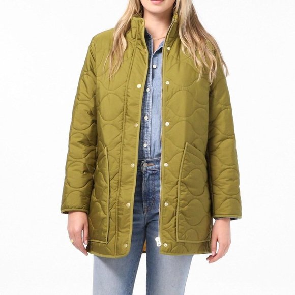 j crew quilted cocoon puffer with primaloft